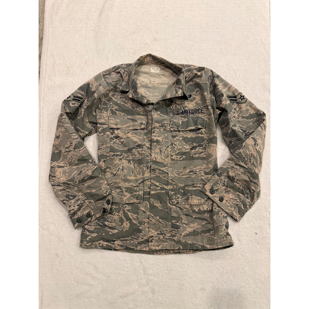 US Air Force ABU Digital Tiger Stripe Camo Utility Jacket Shirt 38L Master Sgt